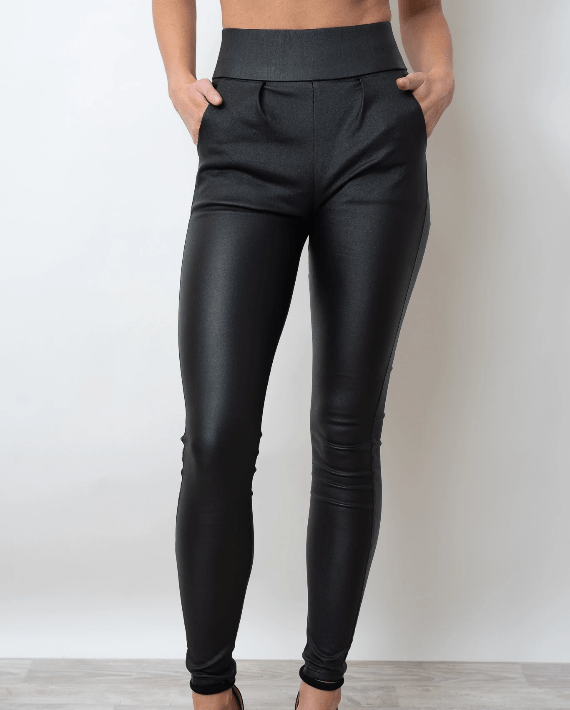 MAXI SHINE HIGH WAISTED PANT - BLACK - Piink - Designer Womens Clothing
